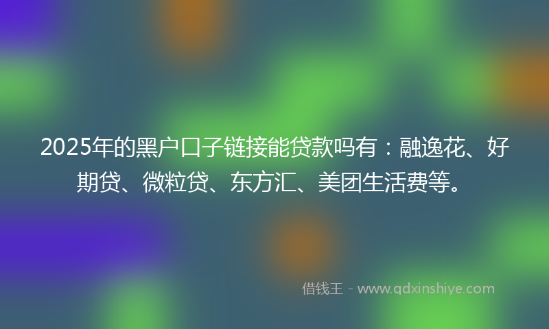 2025年的黑户口子链接能贷款吗有：融逸花、好期贷、微粒贷、东方汇、美团生活费等。