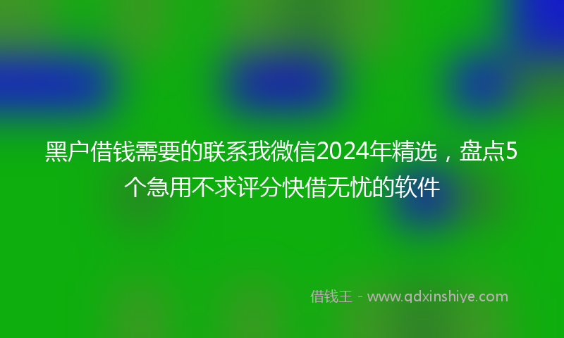 黑户借钱需要的联系我微信2024年精选，盘点5个急用不求评分快借无忧的软件