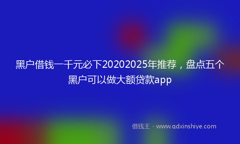 黑户借钱一千元必下20202025年推荐，盘点五个黑户可以做大额贷款app