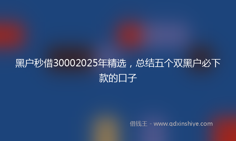 黑户秒借30002025年精选，总结五个双黑户必下款的口子