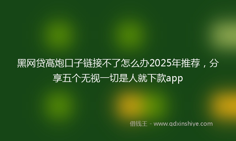 黑网贷高炮口子链接不了怎么办2025年推荐，分享五个无视一切是人就下款app