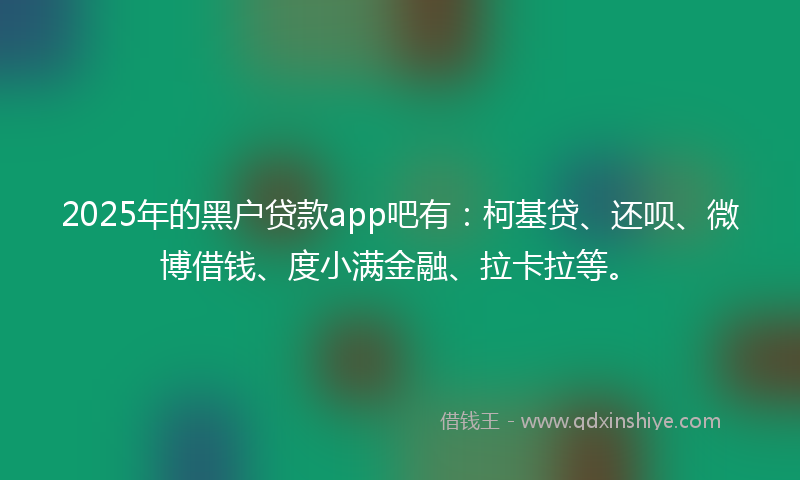 2025年的黑户贷款app吧有：柯基贷、还呗、微博借钱、度小满金融、拉卡拉等。