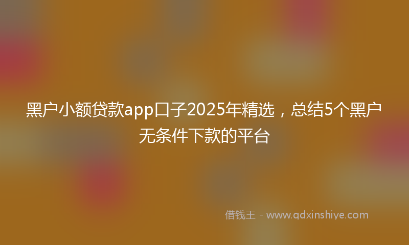 黑户小额贷款app口子2025年精选，总结5个黑户无条件下款的平台