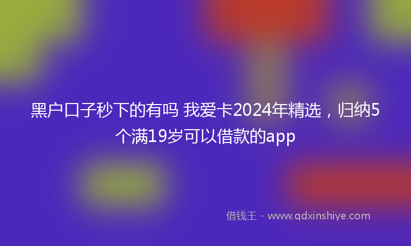 黑户口子秒下的有吗 我爱卡2024年精选，归纳5个满19岁可以借款的app