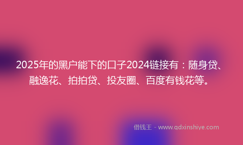 2025年的黑户能下的口子2024链接有：随身贷、融逸花、拍拍贷、投友圈、百度有钱花等。
