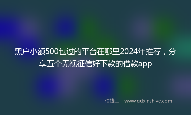 黑户小额500包过的平台在哪里2024年推荐，分享五个无视征信好下款的借款app