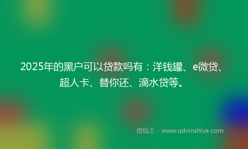2025年的黑户可以贷款吗有：洋钱罐、e微贷、超人卡、替你还、滴水贷等。