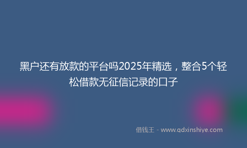 黑户还有放款的平台吗2025年精选，整合5个轻松借款无征信记录的口子