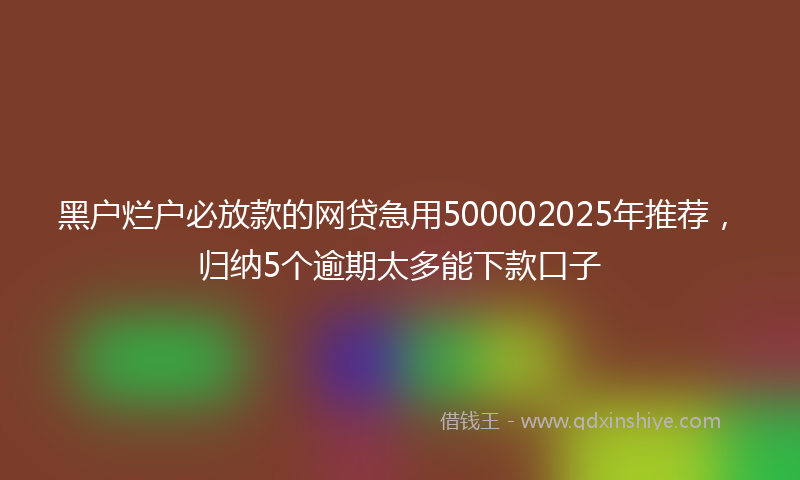 黑户烂户必放款的网贷急用500002025年推荐，归纳5个逾期太多能下款口子