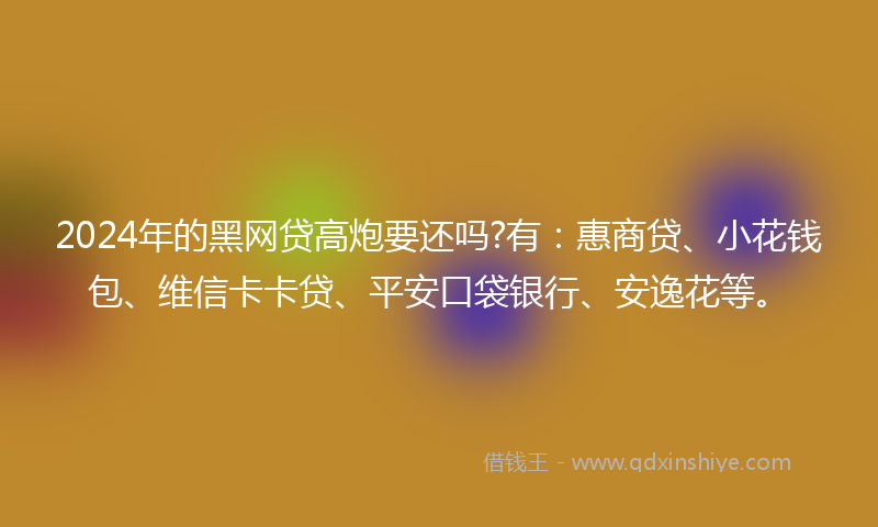 2024年的黑网贷高炮要还吗?有：惠商贷、小花钱包、维信卡卡贷、平安口袋银行、安逸花等。