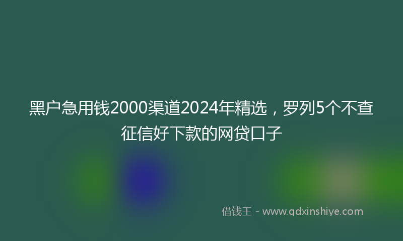 黑户急用钱2000渠道2024年精选，罗列5个不查征信好下款的网贷口子