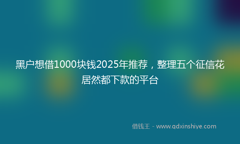 黑户想借1000块钱2025年推荐，整理五个征信花居然都下款的平台