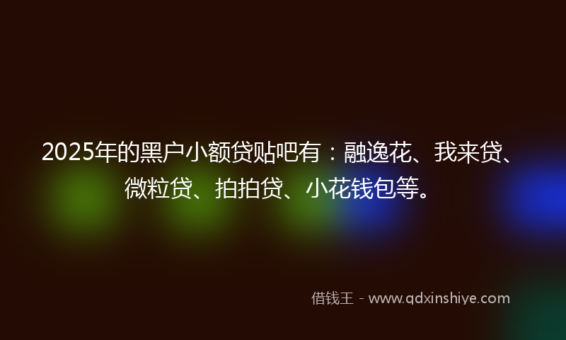 2025年的黑户小额贷贴吧有：融逸花、我来贷、微粒贷、拍拍贷、小花钱包等。