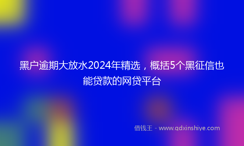 黑户逾期大放水2024年精选，概括5个黑征信也能贷款的网贷平台
