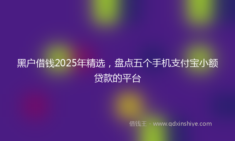 黑户借钱2025年精选，盘点五个手机支付宝小额贷款的平台