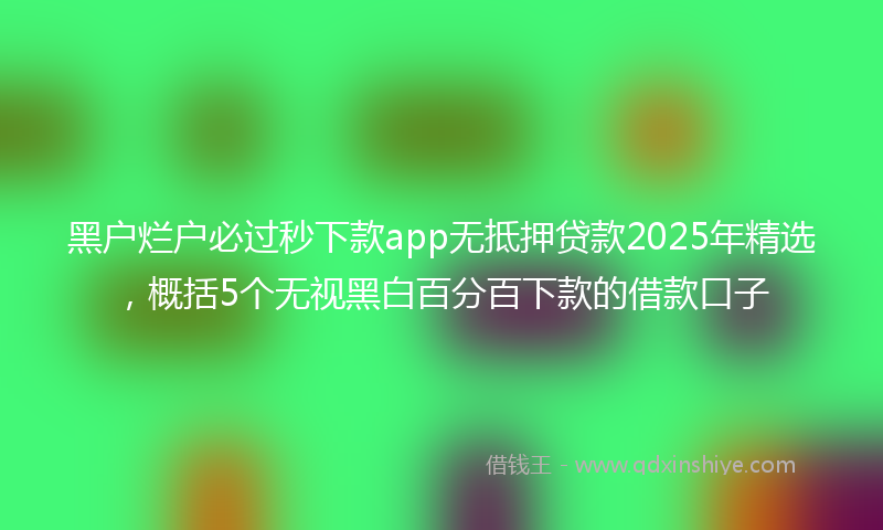 黑户烂户必过秒下款app无抵押贷款2025年精选，概括5个无视黑白百分百下款的借款口子