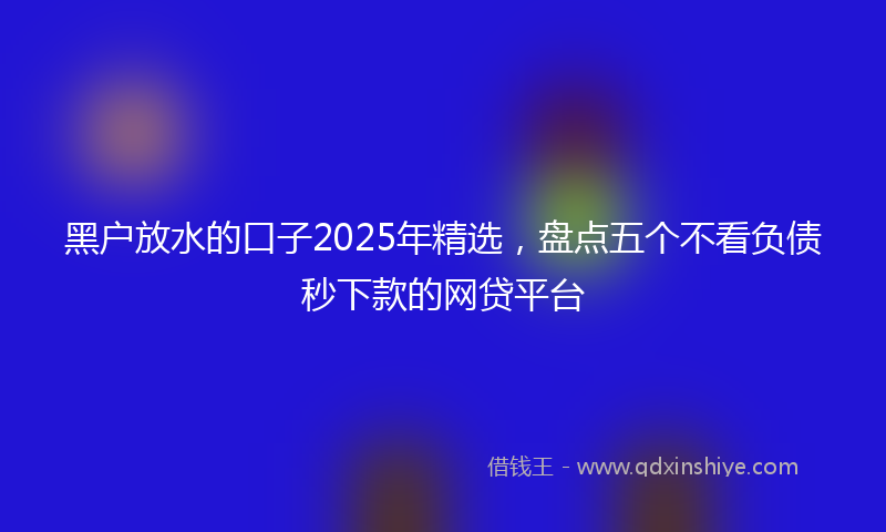 黑户放水的口子2025年精选，盘点五个不看负债秒下款的网贷平台