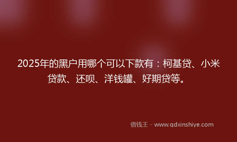 2025年的黑户用哪个可以下款有：柯基贷、小米贷款、还呗、洋钱罐、好期贷等。