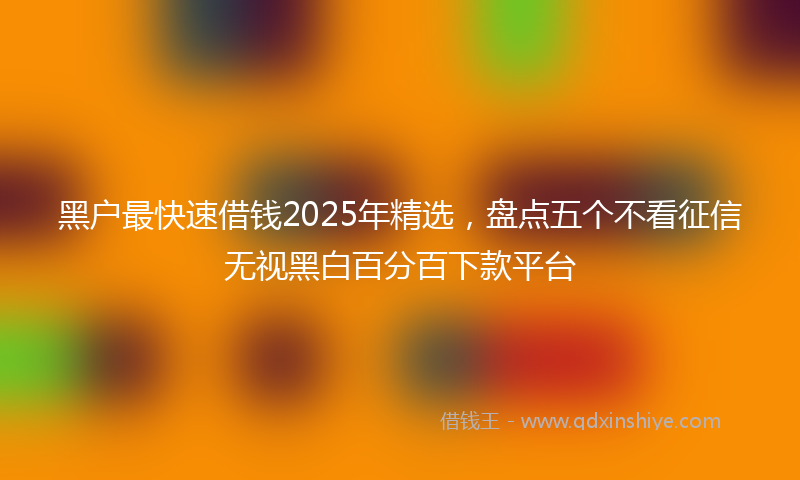 黑户最快速借钱2025年精选，盘点五个不看征信无视黑白百分百下款平台