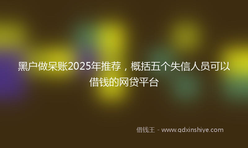 黑户做呆账2025年推荐，概括五个失信人员可以借钱的网贷平台