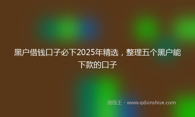 黑户借钱口子必下2025年精选，整理五个黑户能下款的口子