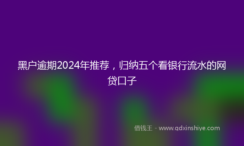 黑户逾期2024年推荐，归纳五个看银行流水的网贷口子