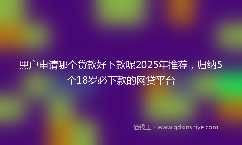 黑户申请哪个贷款好下款呢2025年推荐，归纳5个18岁必下款的网贷平台