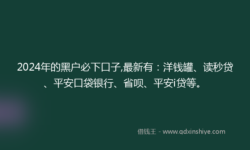 2024年的黑户必下口子,最新有：洋钱罐、读秒贷、平安口袋银行、省呗、平安i贷等。