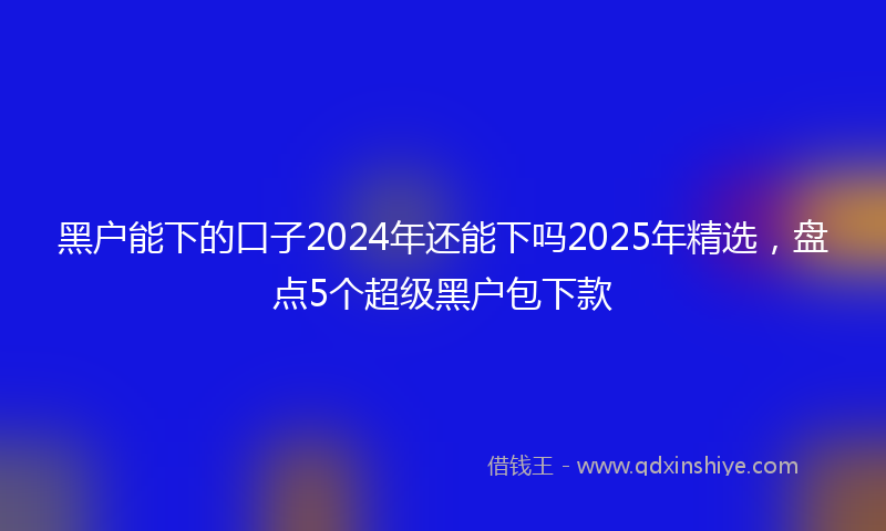 黑户能下的口子2024年还能下吗2025年精选，盘点5个超级黑户包下款