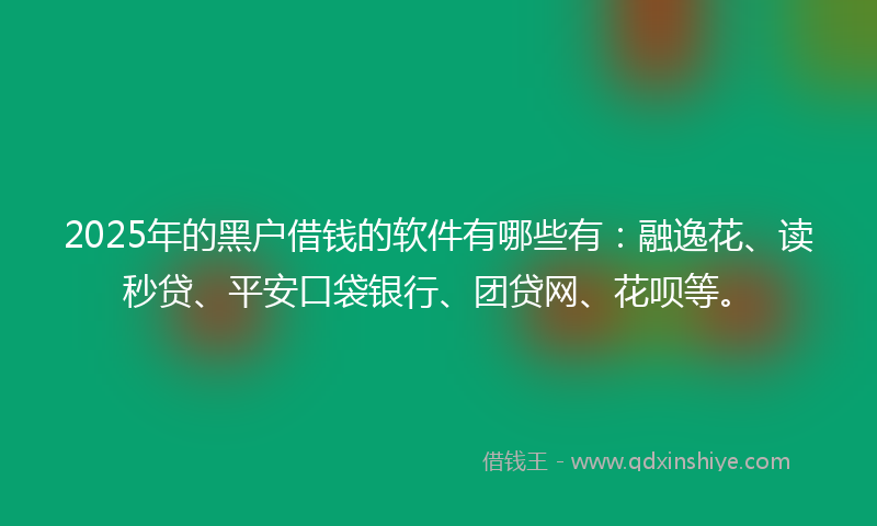 2025年的黑户借钱的软件有哪些有：融逸花、读秒贷、平安口袋银行、团贷网、花呗等。