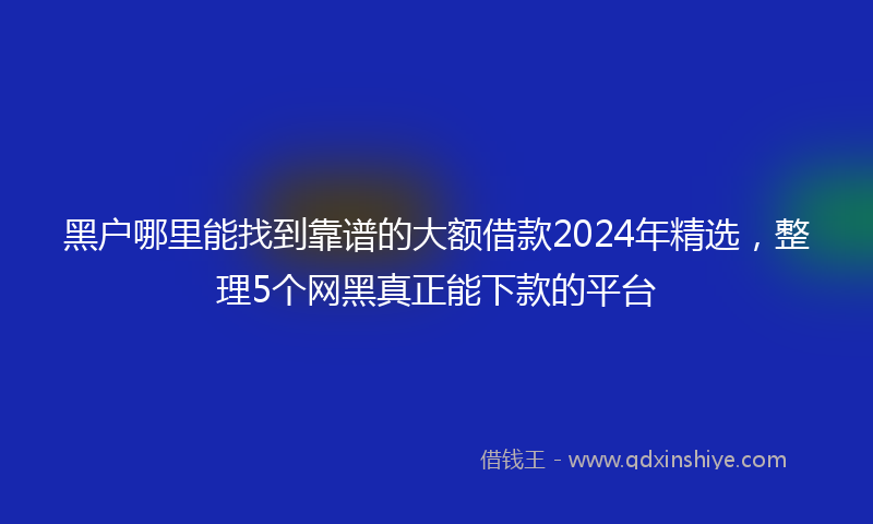 黑户哪里能找到靠谱的大额借款2024年精选，整理5个网黑真正能下款的平台