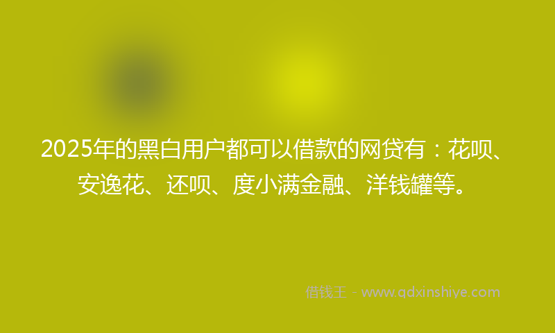 2025年的黑白用户都可以借款的网贷有：花呗、安逸花、还呗、度小满金融、洋钱罐等。
