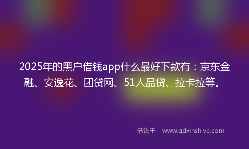 2025年的黑户借钱app什么最好下款有：京东金融、安逸花、团贷网、51人品贷、拉卡拉等。
