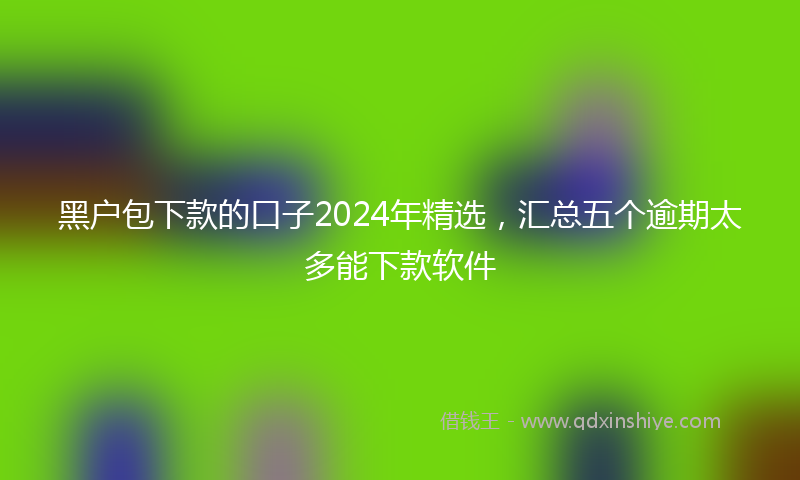 黑户包下款的口子2024年精选，汇总五个逾期太多能下款软件