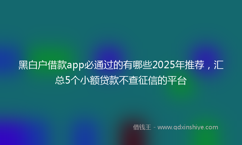 黑白户借款app必通过的有哪些2025年推荐，汇总5个小额贷款不查征信的平台