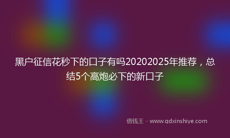 黑户征信花秒下的口子有吗20202025年推荐，总结5个高炮必下的新口子