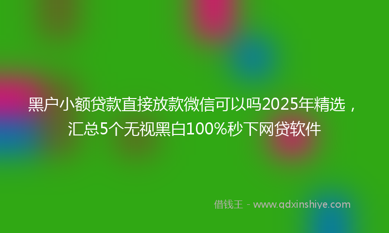 黑户小额贷款直接放款微信可以吗2025年精选，汇总5个无视黑白100%秒下网贷软件