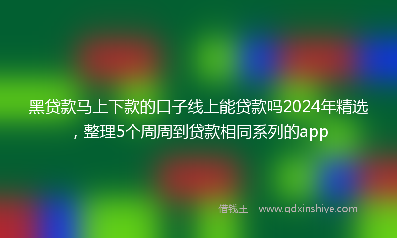 黑贷款马上下款的口子线上能贷款吗2024年精选，整理5个周周到贷款相同系列的app