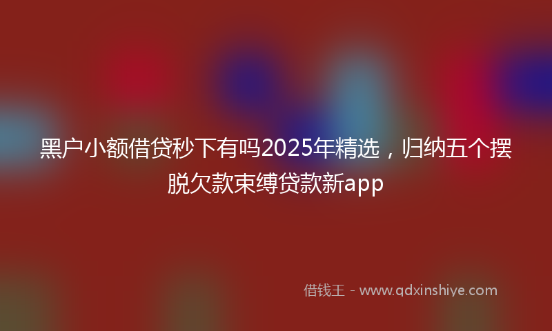 黑户小额借贷秒下有吗2025年精选，归纳五个摆脱欠款束缚贷款新app