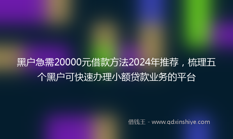 黑户急需20000元借款方法2024年推荐，梳理五个黑户可快速办理小额贷款业务的平台