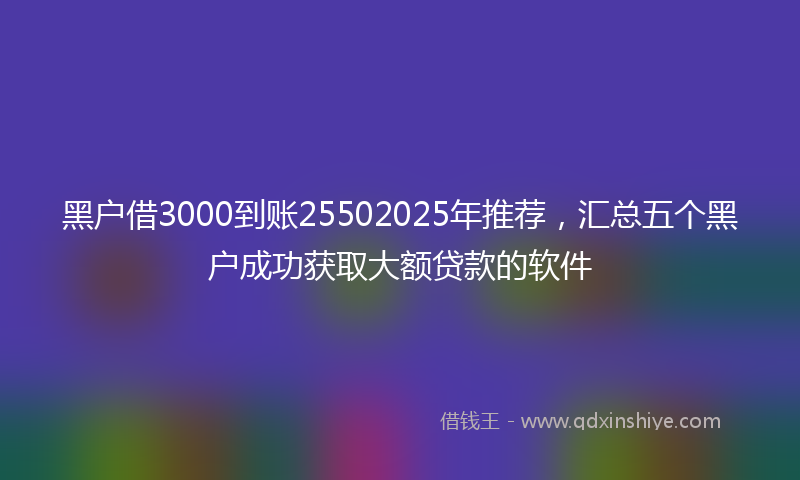 黑户借3000到账25502025年推荐，汇总五个黑户成功获取大额贷款的软件