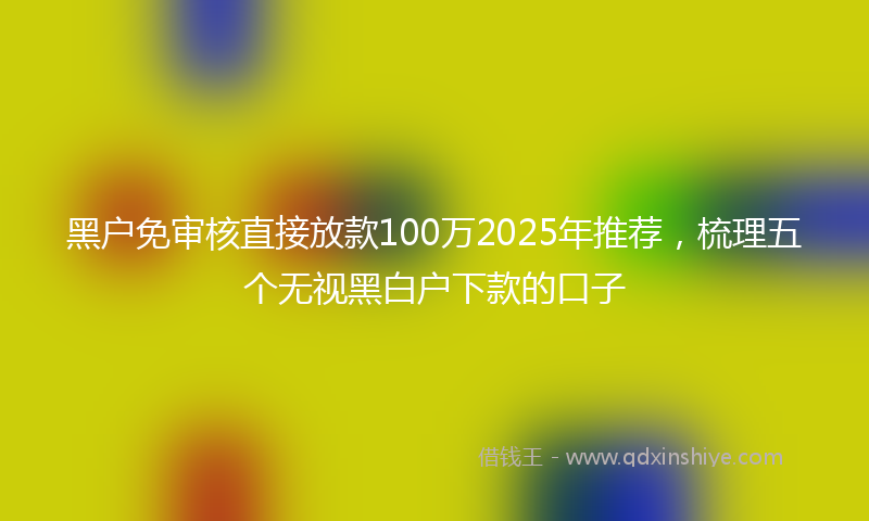 黑户免审核直接放款100万2025年推荐，梳理五个无视黑白户下款的口子