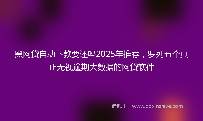 黑网贷自动下款要还吗2025年推荐，罗列五个真正无视逾期大数据的网贷软件