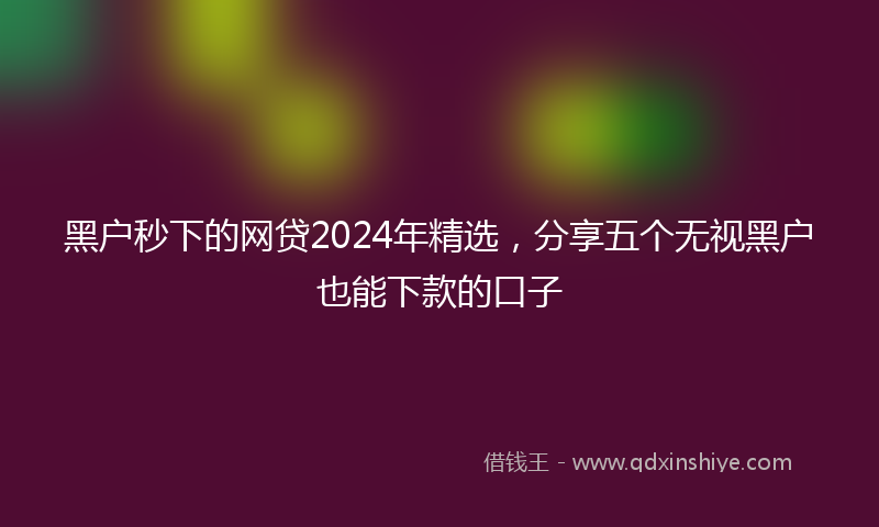 黑户秒下的网贷2024年精选，分享五个无视黑户也能下款的口子