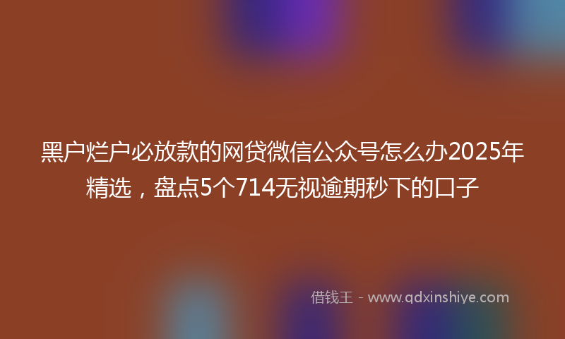 黑户烂户必放款的网贷微信公众号怎么办2025年精选，盘点5个714无视逾期秒下的口子