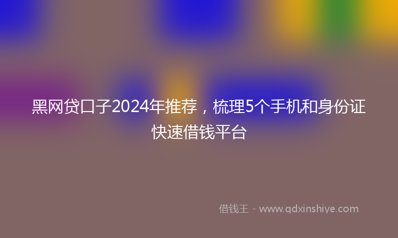 黑网贷口子2024年推荐，梳理5个手机和身份证快速借钱平台