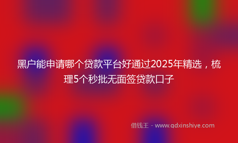 黑户能申请哪个贷款平台好通过2025年精选，梳理5个秒批无面签贷款口子