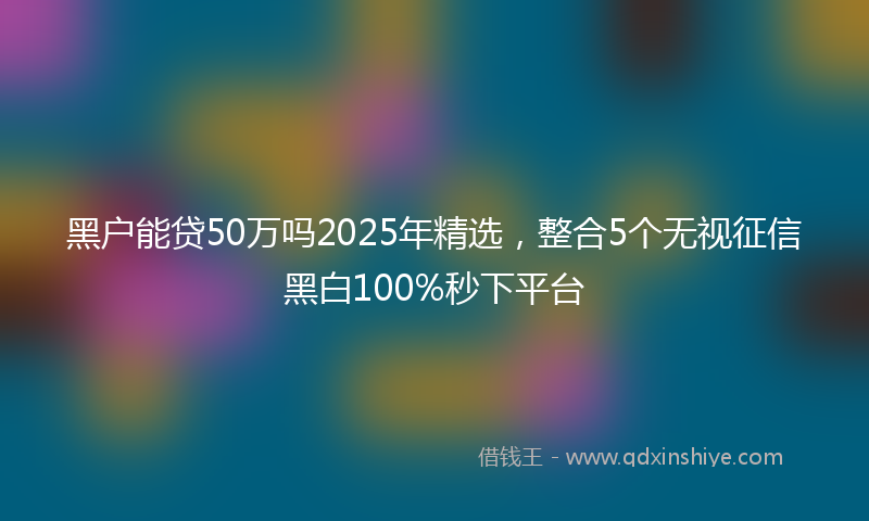 黑户能贷50万吗2025年精选，整合5个无视征信黑白100%秒下平台