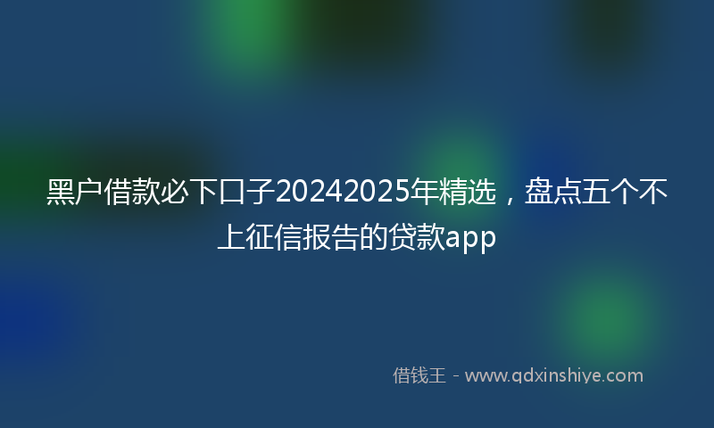 黑户借款必下口子20242025年精选，盘点五个不上征信报告的贷款app