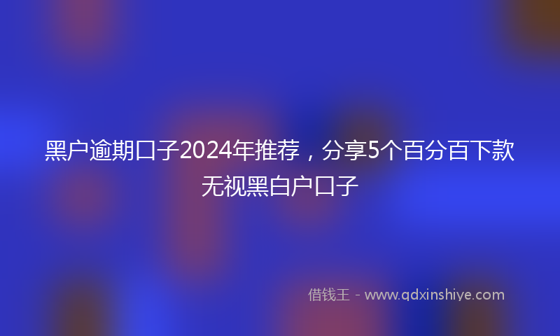 黑户逾期口子2024年推荐，分享5个百分百下款无视黑白户口子